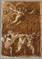 Vázlatfüzet Folio, Az apostolok, akik a Szűz testét viszik a sírhoz, tanulmány Lodovico Carracci után