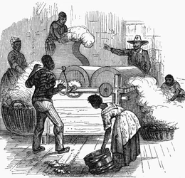 Rabszolgamunka egy gyapotültetvényen Amerika déli államaiban, 1860