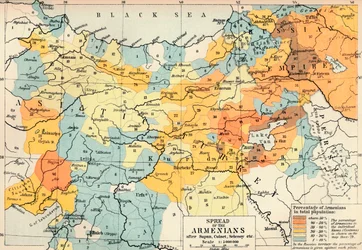 Örményország elterjedése Supan, Cuinet, Selenoy stb. után, c1560, 1907