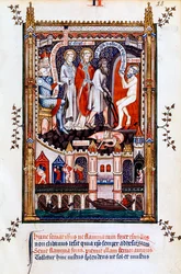 St Denist bedobják a kemencébe, 1317