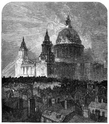 Hálaadás napjára kivilágított Szent Pál-székesegyház, London, 1900