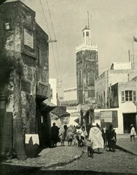 Utcai jelenet Tangerben, mecset mutatja, 1902.