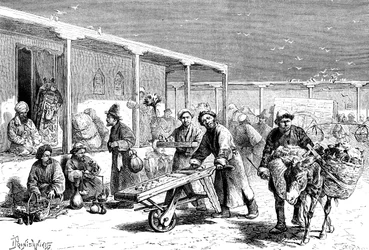 Utcai jelenet, Yarkand, 1890