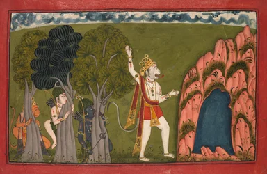Sugriva Monkey General Kihívja testvérét Bali, c. 1720.