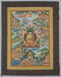 Tangka Buddhával, 19. század.