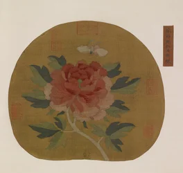 Gobelin: bazsarózsa és pillangó, Esetleg Ming-dinasztia, 1368-1644.