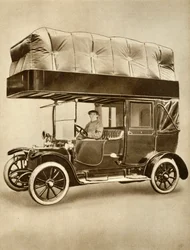 Gázzsákos taxikabin speciálisan felszerelt tetőn, 1914-1918, 1935.