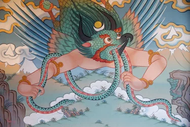 Az Ezer Buddha temploma Dashang Kagyu Ling gyülekezet Festmény Garuda, La Boulaye, Franciaország