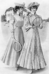 Teniszruhák, lányok öltözékei 1906 augusztusára