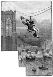 A kábelek tesztelése a Brooklyn Bridge-en, c1900