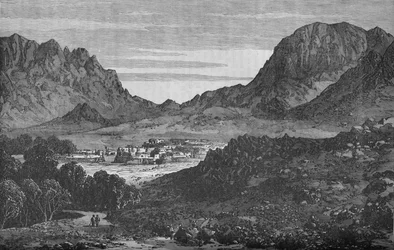 Az Argandab-völgy, jobb oldalon a Baba Wali-hágó hegyei láthatók, 1880