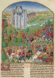 Az auray-i csata 1364. szeptember 29-én Miniatűr összeállításból..., c. 1480.