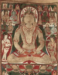 A Buddha Amitayus Bodhiszattvák jelenléte, 11. vagy 12. század eleje.
