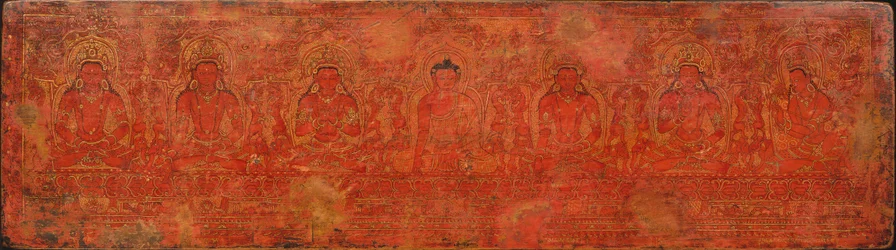 Shakyamuni Buddha, Öt Múlt Buddha és Maitreya, kb. 15. század.
