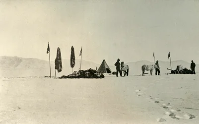 A tábor az előző legtávolabbi déli szélesség áthaladása után, 1908. november, 1909