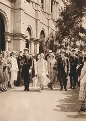York hercege és hercegnője, valamint Erzsébet királynő fogadásból Brisbane-ben, 1927