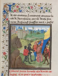 Remete Péter és Herluin nagykövetsége Kerboghában. Türoszi Vilmos miniatúrája a Historiából, 1460-as évek