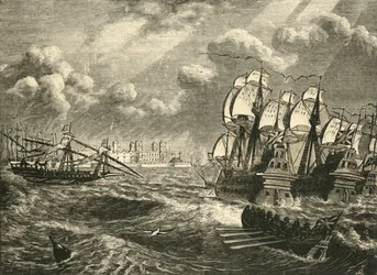 Az angol flotta Cadiz előtt, 1596, 1890.