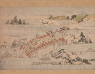 A Hosszú mese egy őszi éjszakára utolsó jelenete Aki no yonaga monogatari, kb. 1400.