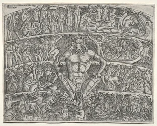 Az Inferno Dante szerint a pisai Campo Santo freskója után, 1400-as évek.