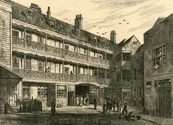 Az Old Belle Sauvage belső udvara, 1897.
