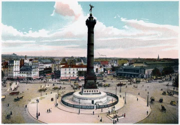 A júliusi oszlop a Place de la Bastille-ban, Párizs, 1900