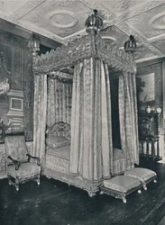 A Kings hálószoba Knole-ban. Bedstead I. Jamesnek készült, 1928