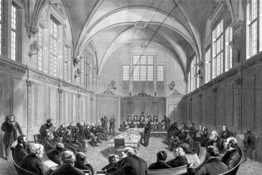 A londoni iskolaszék új irodája a Temze rakparton, London, 1875