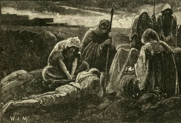 Jábes emberei Saul és Jonatán sírja fölött gyászolnak, 1890.