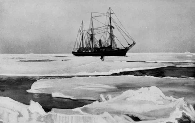 A Nimród átnyomja az utat a nyílt jégcsomagon, c1909, 1928
