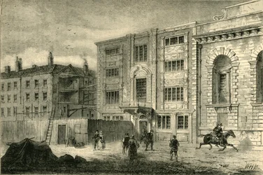 A régi postahivatal a Lombard utcában, 1800 körül, 1872 körül.