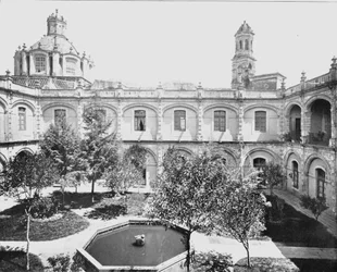 A régi San Hipolito kolostor, Mexikóváros, Mexikó, 1900 körül.