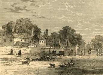 Az Old Turnpike, Kensington, 1820-ban, 1876 körül.