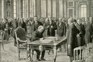 Nagy-Britannia miniszterelnöke aláírta a békeszerződést, 1919.