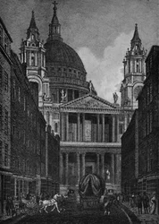 A West End of St. Pauls Cathedral a Ludgate Streetről Ludgate Hill, 1907