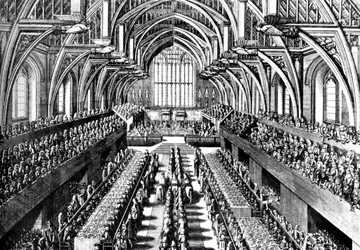 II. Jakab koronázási szertartása a londoni Westminster Hallban, 1685, 1905 körül