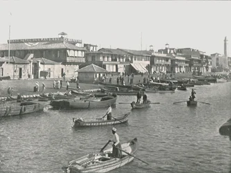 A Szuezi-csatorna bejárata Port Saidban, Egyiptomban, 1895.