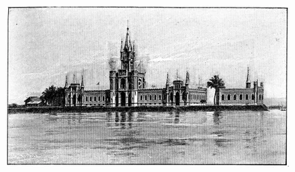 A miniatűr palota Fiscal Islanden, Guanabara Bay, Brazília, 1895