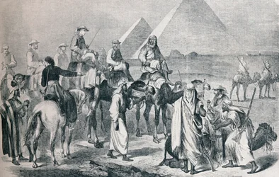 A királyi csapat elhagyja a gízai tábort, Egyiptom, c1861 1910