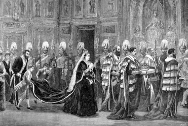 Királyi körmenet a Westminster Palotában a Lordok Háza felé vezető úton, 1886, 1900