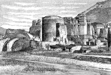 A bazilika romjai Pergamonban, Törökországban, 1895