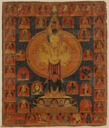 Ezerkarú Chenresi, a Bodhisattva Avalokiteshvara kozmikus formája, 14. század.