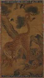 Tigris kölykökkel és szarkalábokkal, 15. század.