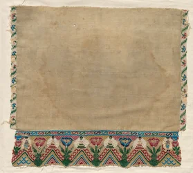 Törülközővég gyöngyös szegéllyel, 1800-as évek eleje.
