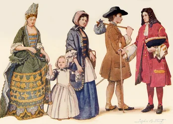 Hagyományos ruházat II. Jakab uralkodása idején – Vilmos és Mária 1685-1700, 1903, 1937.