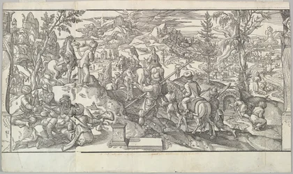 Török katonák nyugalomban a Ces Moeurs et fachons de faire de Turcz Customs ... frízből, 1553.