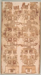Két agyaras fejű textiltöredék, Kr.e. 500-200.