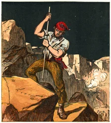 Puskapor felhasználása egy kőbányában, 1867
