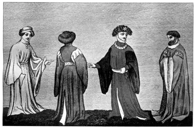 A houppelande fajtái, XIV. század, 1910