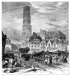 Nézet Mechelenben, Belgiumban, 1900